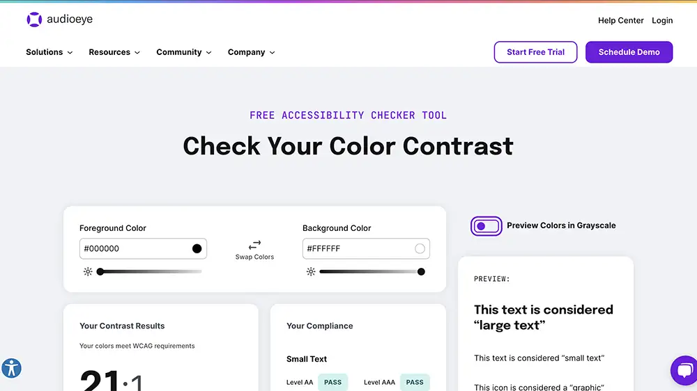 audioeye accessibility and contrast checker