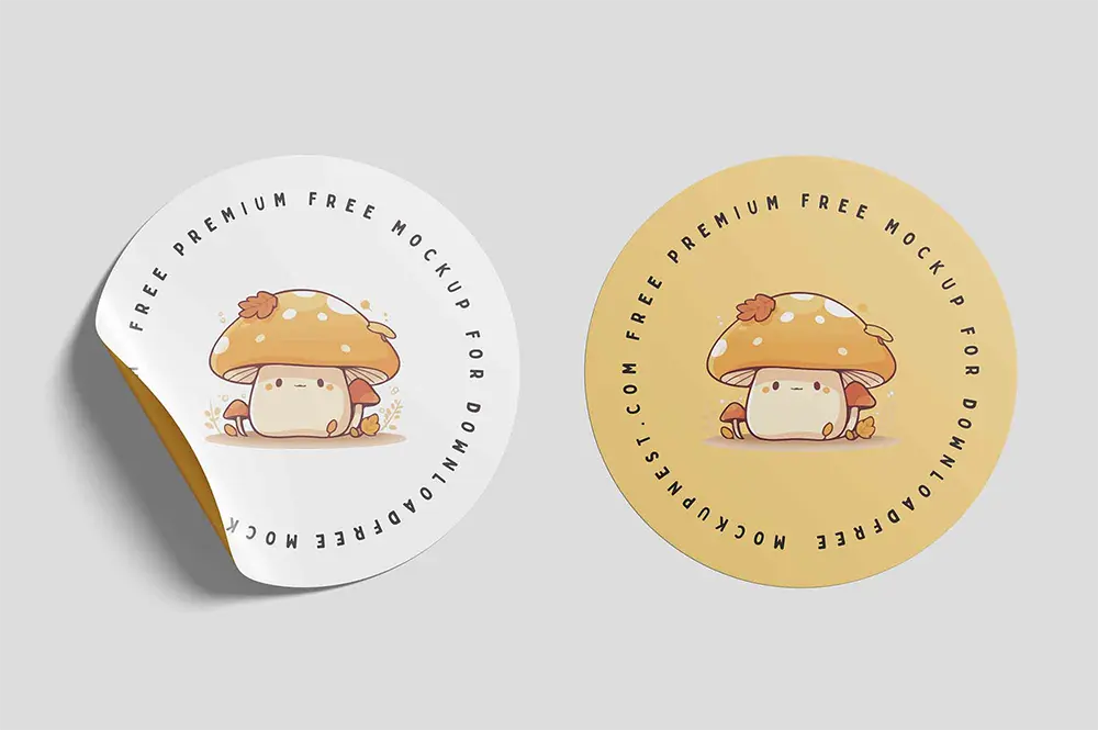Sticker mockup example from Unblast the free mockup website