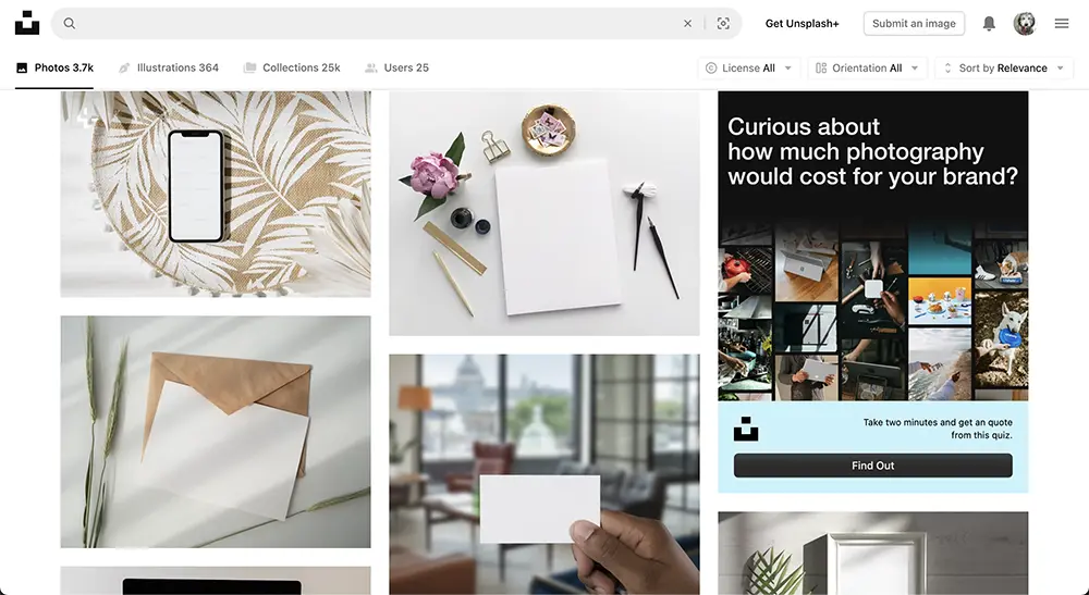 unsplash Unsplash screenshot Free Mockup image site